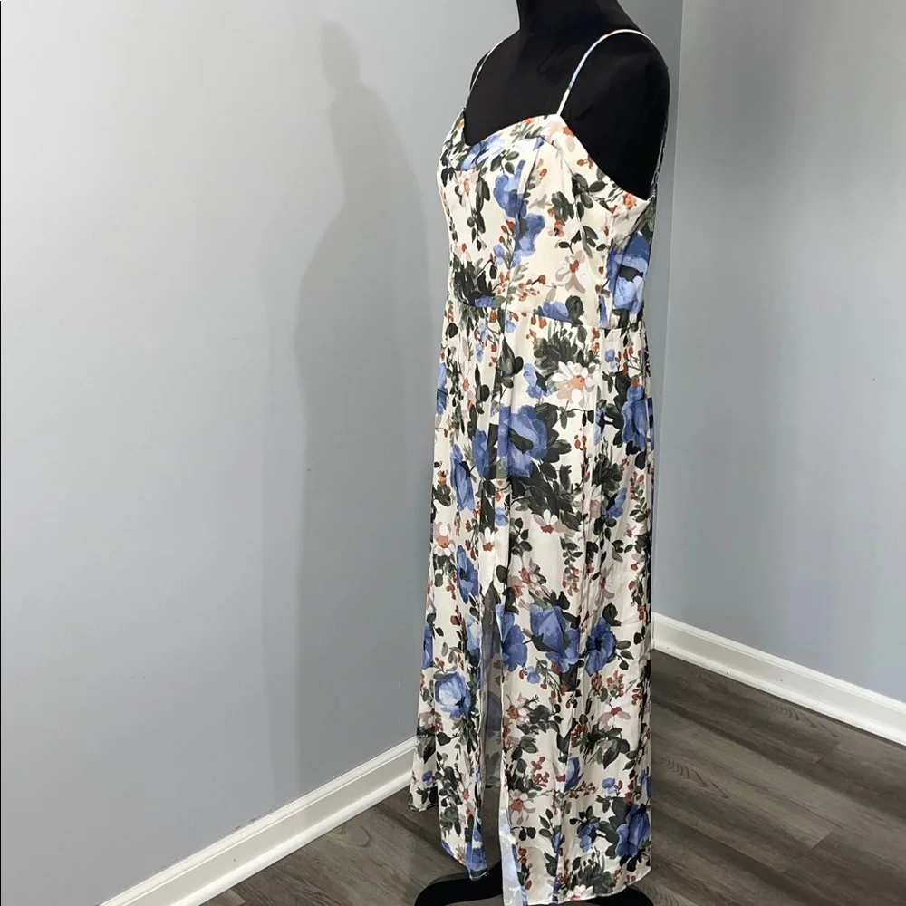 Abercrombie & Fitch Camille Dress cream blue green floral print size Large women - Picture 5 of 16